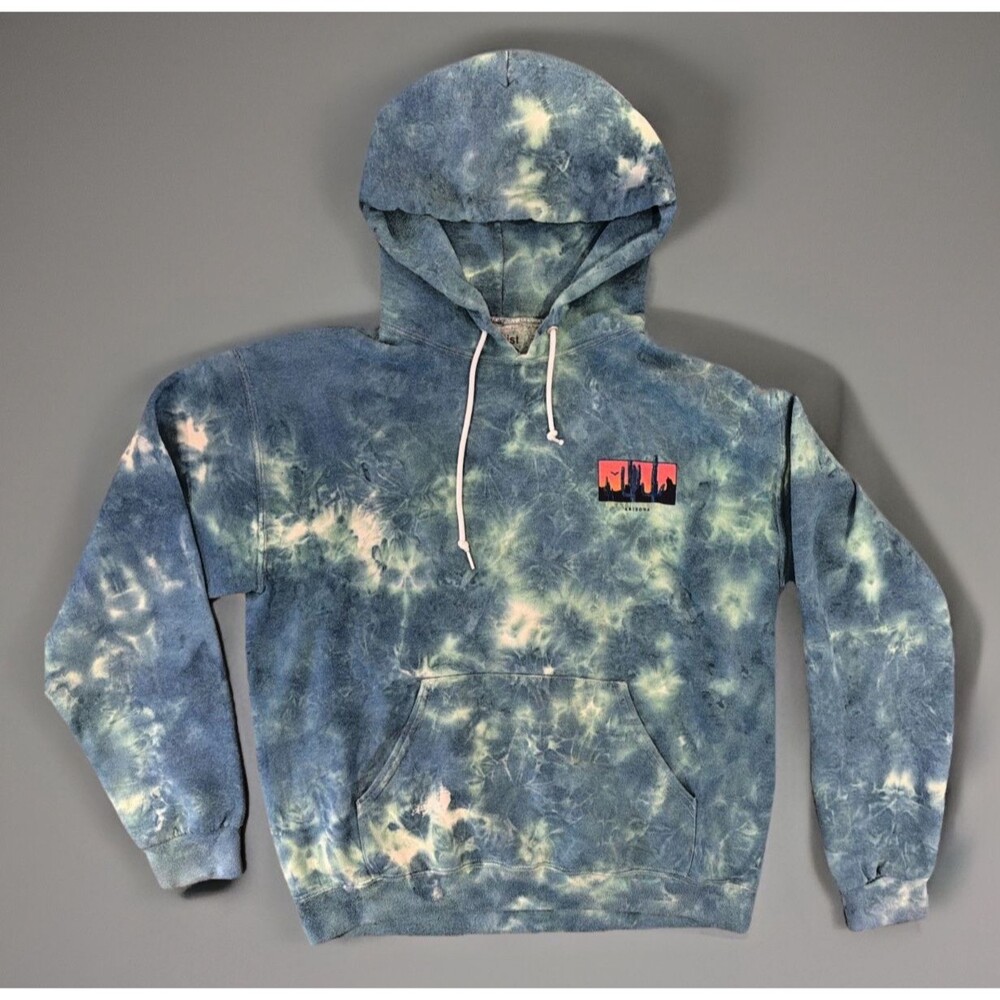 Tie Dye Hoodie Medium Blue Green Death Valley Graphic Arizona Artist Union